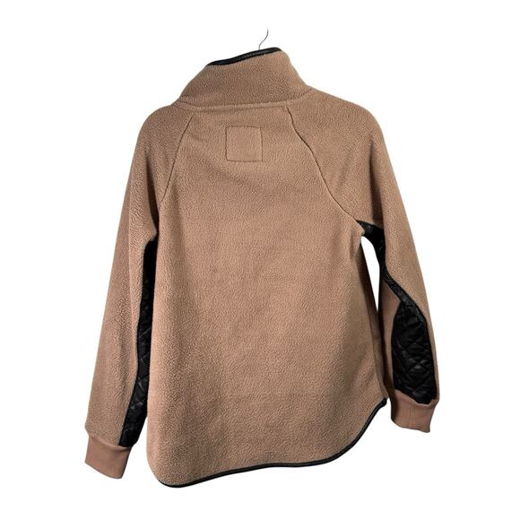 Abercrombie & Fitch Taupe Brown Sherpa Fleece Faux Leather Pullover Womens Small - Picture 7 of 7